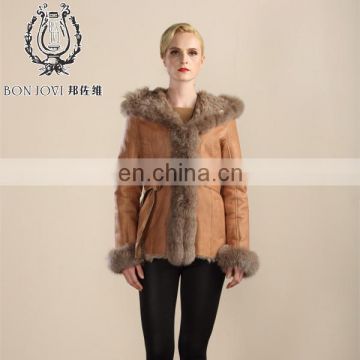 Hot Sale Sheepskin And Leather Jacket For Women Double Face Fur Coat Real Fur Skin Overcoat