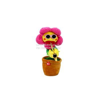 Plush Doll Funny Singing and Dancing Enchanting Sunflower Music Toys with Guitar Potted for Kids Gift