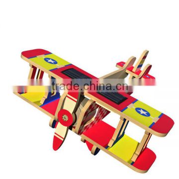 DIY Wooden solar toys plane - Colored Biplane