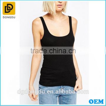 new products 2016 gym clothing tank tops lady plain black stringer fancy crop top