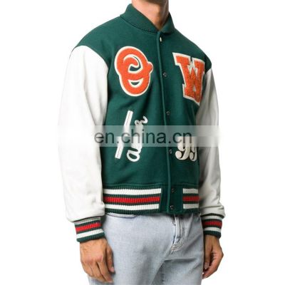 Custom Logo Plus Size Man's Jackets Chenille Embroidery Mens Leather Jacket Sport Baseball Boy Coat