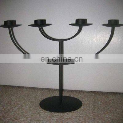 4 light menorah shape iron candle holder