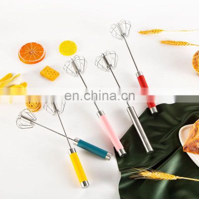 Stainless Steel Manual Hand Mixer Semi Automatic Commercial Rotary Egg Beater Whisk
