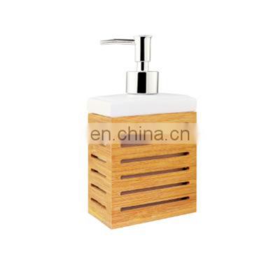 Ceramic and Bamboo Soap Dispenser Bathroom Hot Sales Bamboo Soap Dispenser  High Quality Strong Lotion Pump Soap Dispenser