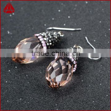 Rose quartz pave diamond new stylish jewelry, wholesale customer diamond jewelry, handamde rose gemstone drop earring