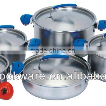 2014 New Products 10pcs High Quality 2.5mm Two-ply Cookware Set With Flat S/S lid For Wholesale