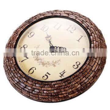 Home Decorative Modern Coconut Mosaic Silent Sweep Art wall Clock