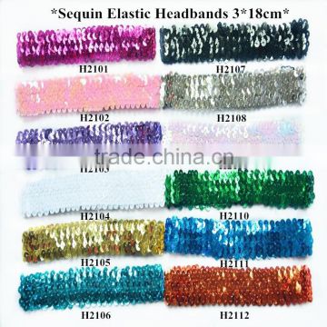 Sequin elastic headband 3x18cm, headwrap in the piece, 100% sequin