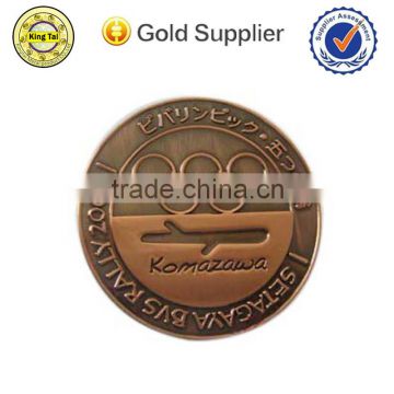 2015 customized promotion fashion high quality metal gold plating coin