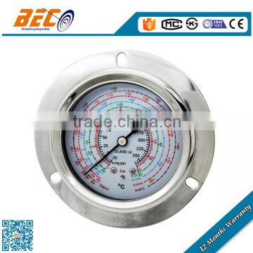 (YF-60BD) 60mm back type stainless steel case with front flange high quality refrigerant manometer