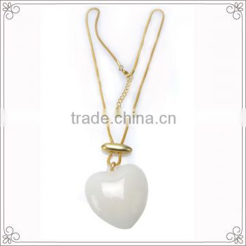 Poly Resin Heart Shaped White Gold Necklace for Women