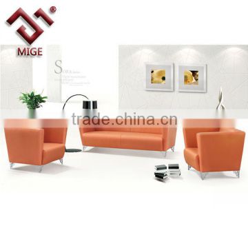 Elegant Modern Leather Sofa In Orange Color