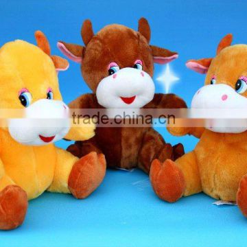 3-colour plush musical cattle for christmas