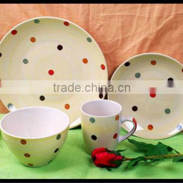 colorful dots stoneware tableware made in China 16pcs ceramic dinnerware handpainted stoneware dinner set
