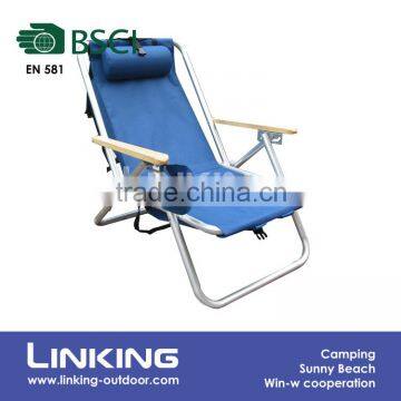 backpack beach chair with hardwood armrest