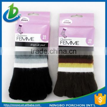 Wholesale soft tube stripe five toe adult sock shoes