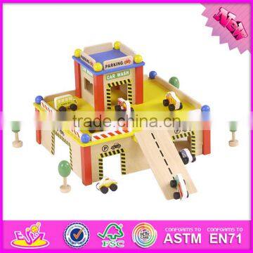 2016 new products interesting wooden parking garage for toy cars W04B043