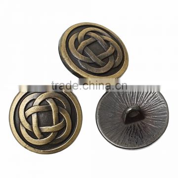Custom Round Antique Bronze Chinese Knot Pattern Carved Sewing Metal Buttons