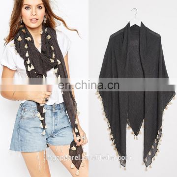 High Quality Fashionable Oversized Tassel Detail Square Women Scarf