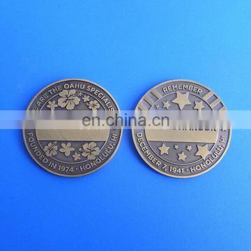 Antique bronze 3D flower metal souvenir coins