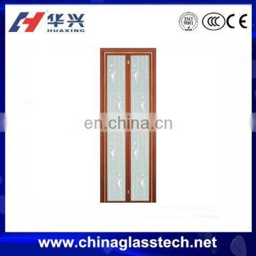 CCC certificate Impact resistance aluminium profile frost glass folding toilet door type