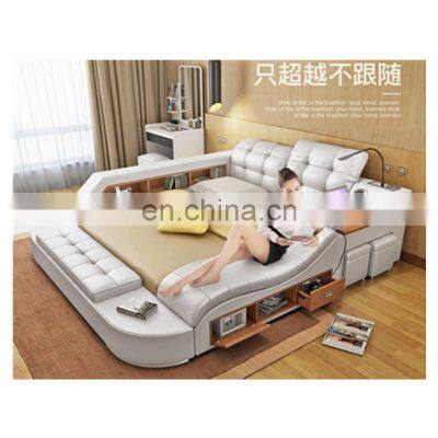 New design modern  bedroom furniture genuine leather bed