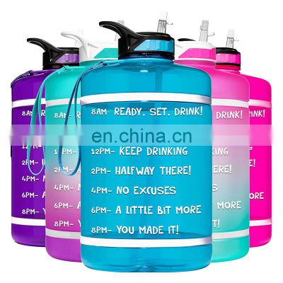 personalized  leak proof large capacity durable portable motivational time marker poly-clear 24oz fitness bottles