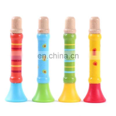 Baby Wooden Toy Horn Hooter Trumpet Multi-Color Instruments Music Toys Infant Playing Type Children's Day Gift