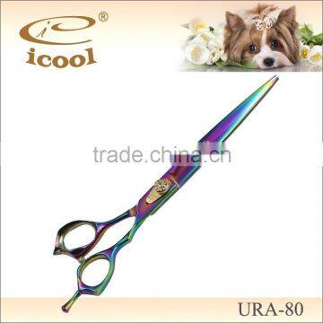 URA-80 STAINLESS STEEL Titanium Rainbow colour Professional Dog grooming scissors