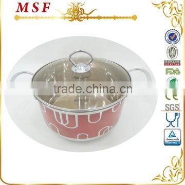 Brown color glass lid stainless steel pot kitchen items