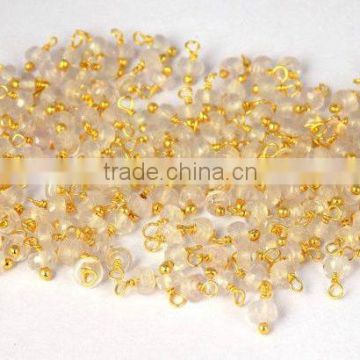 AAA Beautiful Natural 24k Gold Plated Rose Quartz Loose Gemstone Beads Bead 3-4mm Wire Wrapped semiprecious beads