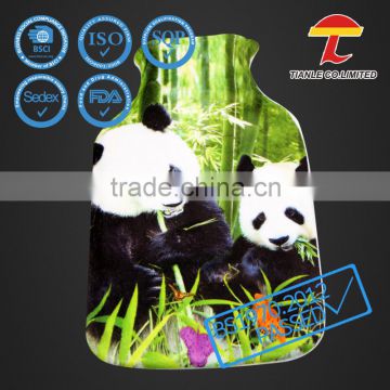 Panda pattern printed fleece cover with hot water bottle