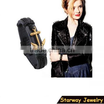 >>New arrival SW14100 promotion anchor leather bracelet/