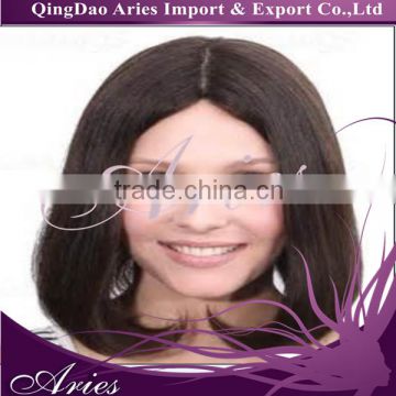 14" Natural Straight Jewish wig -- Silk Top 4*4"Wigs