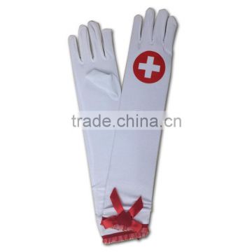 white halloween costume long arm gloves LG-026