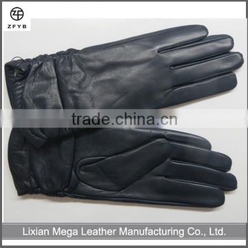 Wholesale women fashion leather hand gloves ,ladies navy blue winter leather gloves