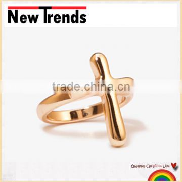 Fashion rose gold alloy cross ring wholesale