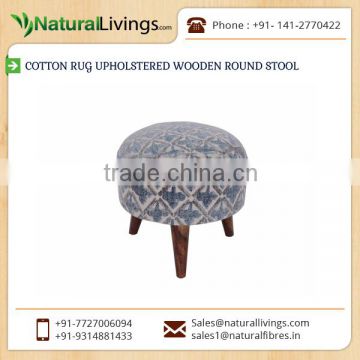 Cost-Effective of Cotton Rug Upholstered Wooden Round Stool from Top Trader