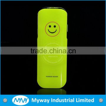 New arrival funny smiling face portable phone charger mobile power bank 5600mah with flash torch