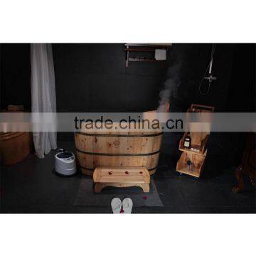 Wooden bath steam tub wooden spa tub freestanding installation