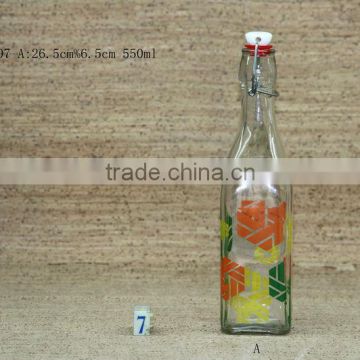 Glass juice bottle