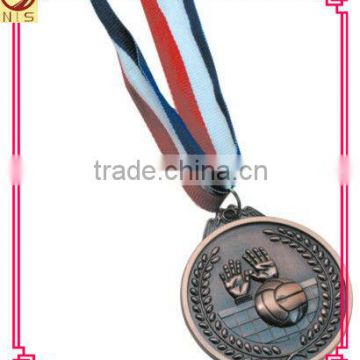 bronze volleyball medal with lanyard