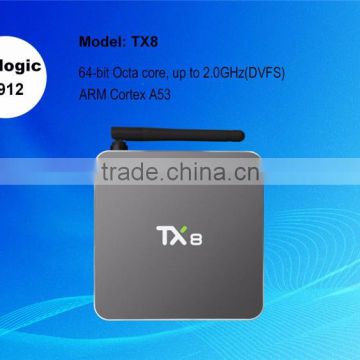 OEM/ODM support model Amlogic s912 TX8 2G 32G TV Box android 6.0 Octa core media player