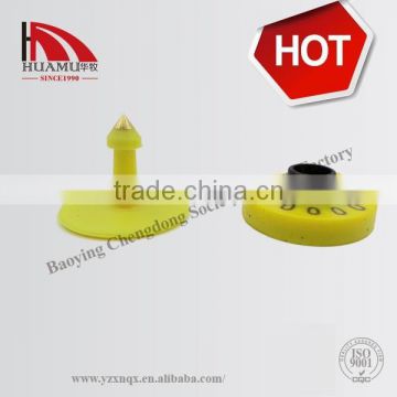 RFID ear tag for cattle with 125.0 HKZ ISO11784/5 FDX-B in yellow 30*30 mm