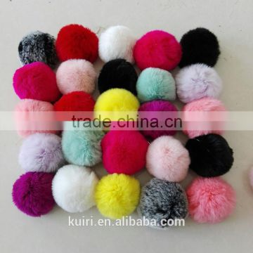KR 100% Real Rex Rabbit fur Pom pom/Colorful Rabbit fur ball keychain 6-10cm bag pendant