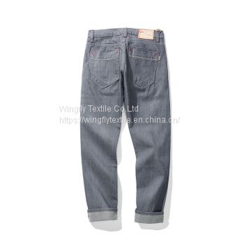 Top Quality Sewing Grey Jeans Selvedge Straight Leg Jeans