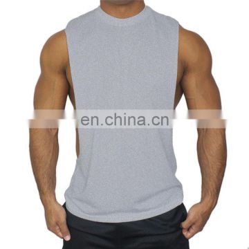 Custom logo cheap blank plain drop armhole stringer bodybuilding mens cotton tank top