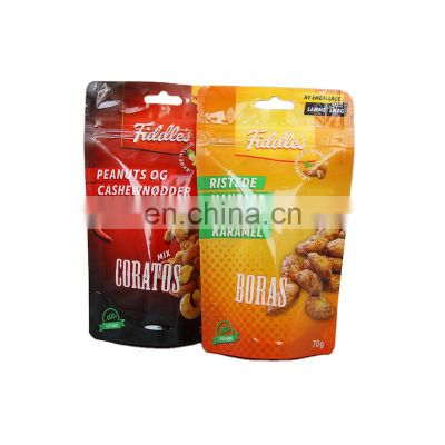 China Factory Supply hot sales glossy stand up peanuts cashewn bags nuts packaging bags with hanger hole