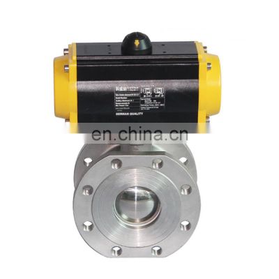 Flange End Pneumatic Thin Ball valve Stainless steel 304  AC220V DN25