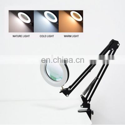 Foldable Professional 5X Magnifying Glass Desk Light Reading Lamp With 3 Dimming Modes USB Power Supply 5D Magnifying Lamp LED